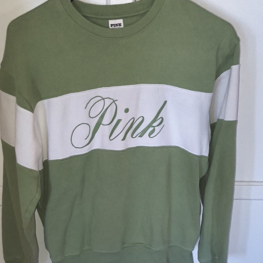 PINK Victoria's Secret Olive Green Crewneck Sweatshirt